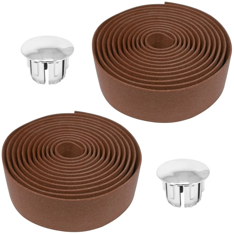 Mousse EVA 2x Guidoline De Vélo Ruban De Cintre Mousse Confort EVA Adhésif Bouchon Chromé Cycle Route Fixie Singlespeed, Marron