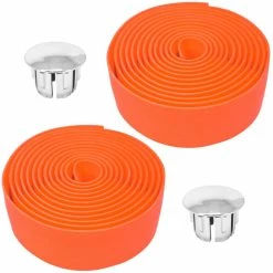 Mousse EVA 2x Guidoline De Vélo Ruban De Cintre Mousse Confort EVA Adhésif Bouchon Chromé Cycle Route Fixie Singlespeed, Orange