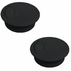2x PASSE CABLE BUREAU DIAMETRE 80MM NOIR ROND ORDINATEUR PC FIL ELECTRIQUE