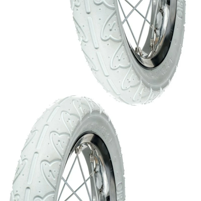 Caoutchouc 2x Pneu Blanc 12 1/2 X 1.75 X 2 1/4" (47-203) Lisse ORTEM WILLY Vélo Enfant Draisienne Poussette