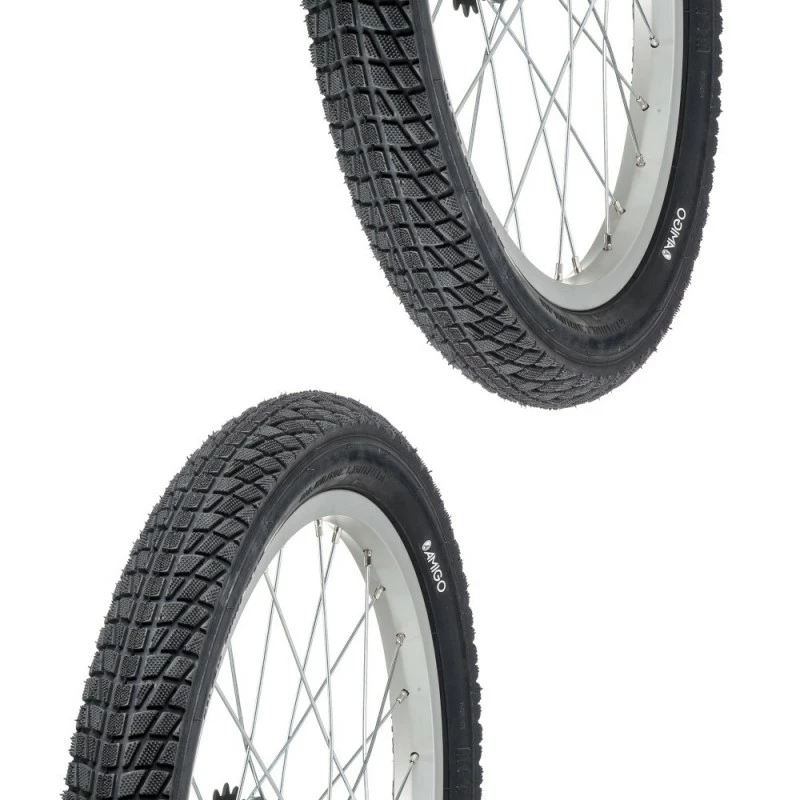 Caoutchouc 2x Pneu Noir 18 X 2.00" (50-355) Slick ORTEM Vélo Enfant Junior Mixte Route Chemin