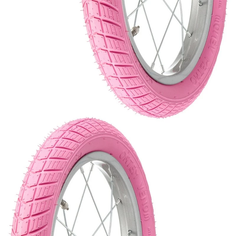 Caoutchouc 2x Pneu Rose 16 X 2.00" (50-305) Lisse ORTEM VENOM Vélo Enfant Junior Mixte Route Chemin