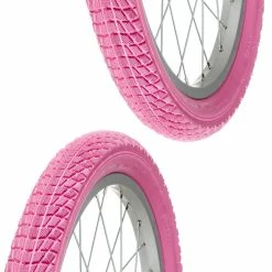 Caoutchouc 2x Pneu Rose 18 X 2.00" (50-355) Slick ORTEM Vélo Enfant Junior Mixte Route Chemin