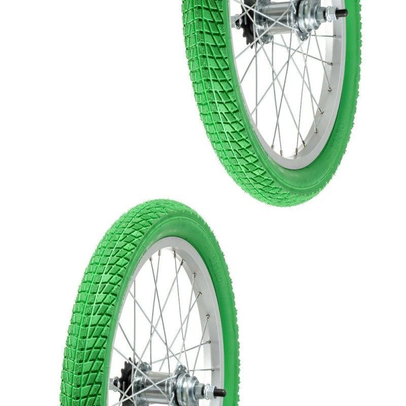 Caoutchouc 2x Pneu Vert 18 X 2.00" (50-355) Slick ORTEM Vélo Enfant Junior Mixte Route Chemin