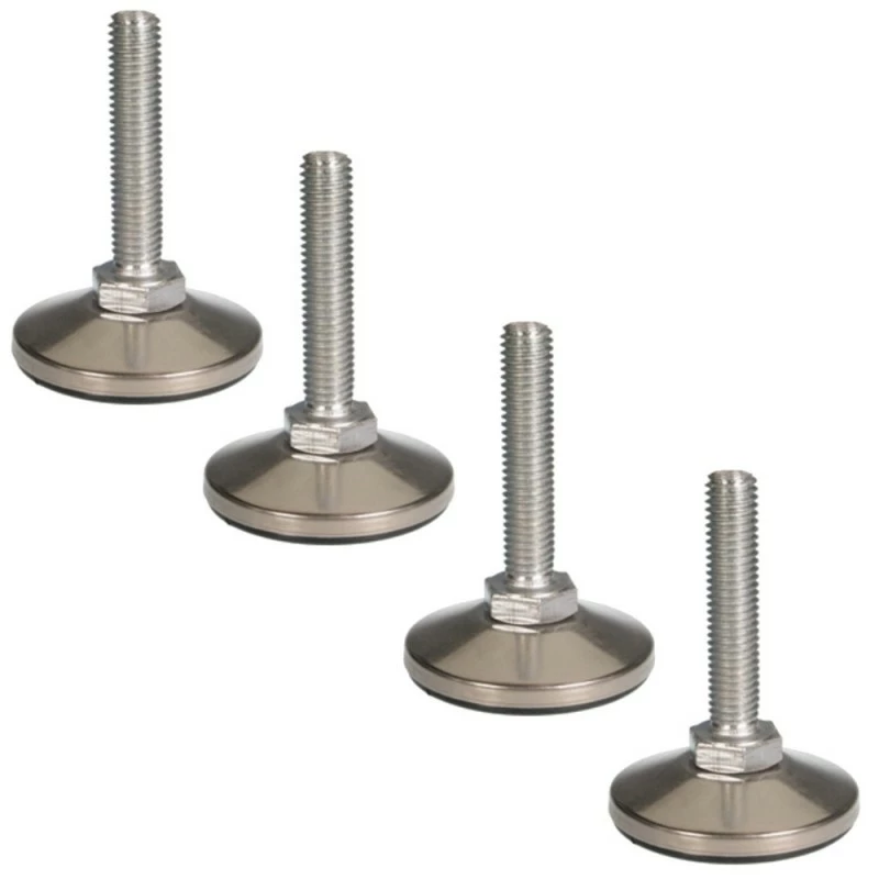 Acier Inoxydable (cage), Acier Zingué (vis) Et Plastique (Polypropylène) ; 4x Vérin Vis De Réglage Acier Pied De Meuble étagère Outillage Atelier