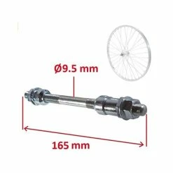 Acier Galvanisé AXE DE Roue Velo Universel 9.5x165 MM MOYEU Arriere Plein VTT Route BMX Fixie SINGLESPEED 9.5MM 165MM