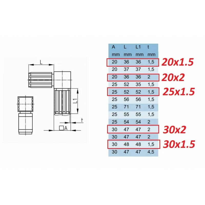 CONNECTEUR DE TUBE CARRE A ANGLE DROIT RACCORD PLASTIQUE 20x20 25x25 30x30 20MM 25MM 30MM RACCORD ÉTAGÈRE PROFILE – Image 2
