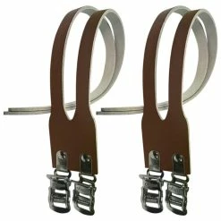 Courroie Double Marron Cuir Véritable (paire) Cale Pied Pédale Vélo Cycle Ville Route Vintage