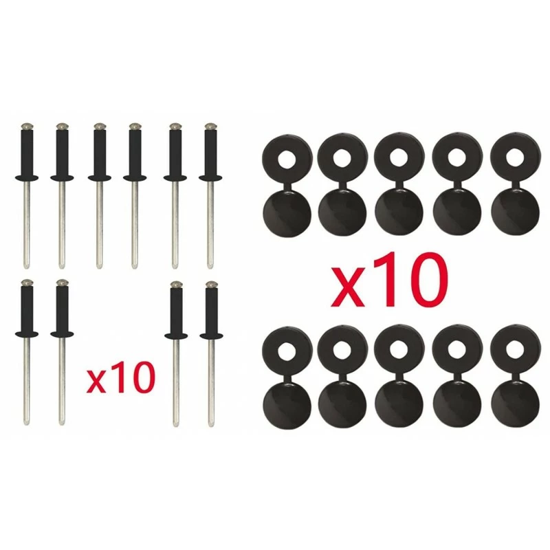 Lot De 10 Rivets + Cache Rivet Noir Plaque D'IMMATRICULATION Voiture Auto Moto Scooter MOBYLETTE Protection Plastique Aveugle