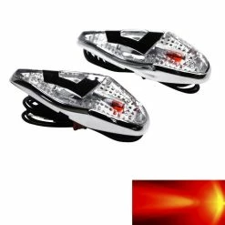 Paire De Clignotant Goutte D'eau Wing Chromé A Ampoule Orange Pour Moto Scooter