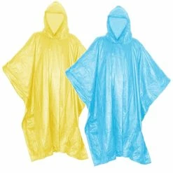 Polyester Poncho Avec Capuche Adulte Homme Femme Vélo Randonnée Protection Pluie Intempéries (2 Pcs)