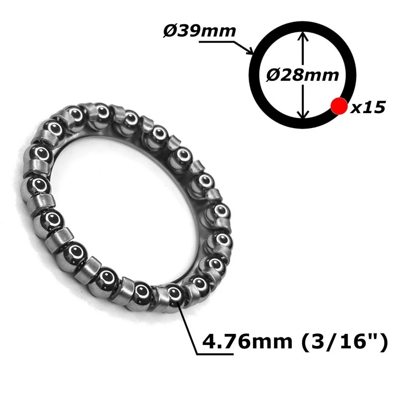 Acier Galvanisé Roulement Cage à Billes 28mm 38mm 15 Billes 3/16" Direction Vélo Bmx Cycle Ville Route Vtt – Image 3
