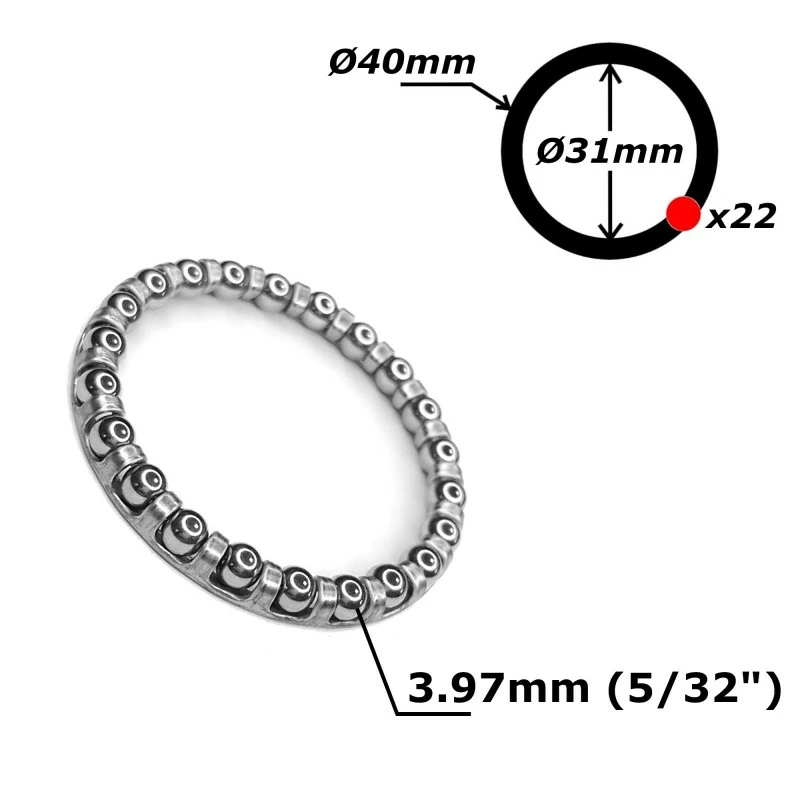Acier Galvanisé Roulement Cage à Billes 31mm 40mm 22 Billes 5/32" Direction 1 1/8" Oversize Vélo Cycle Ville Route Vtt – Image 3