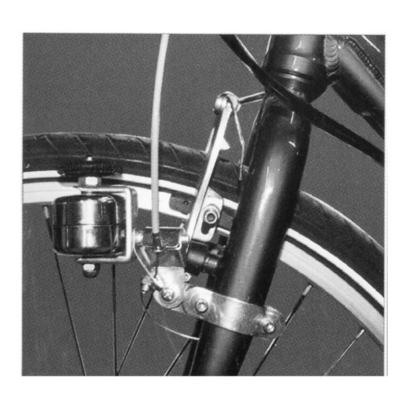 Acier Chromé SONNETTE SUR ROUE SANS FIN ROULETTE ACIER CHROME MONTAGE FOURCHE VELO VINTAGE VILLE – Image 2
